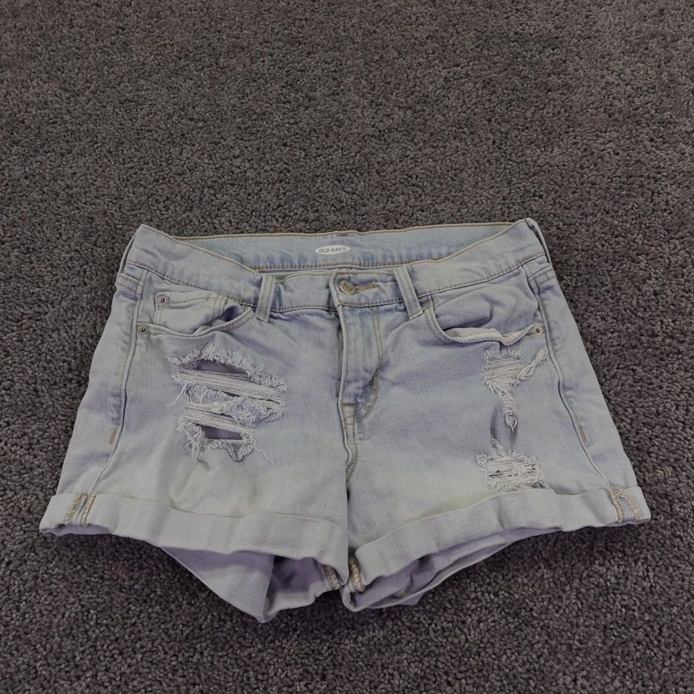 Old Navy Boyfriend Shorts Womens 4 Blue Distressed Cuffed Denim